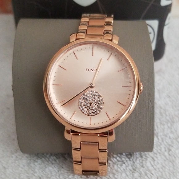 New Fossil Jacqueline Crystal Bracelet Watch - Picture 1 of 7